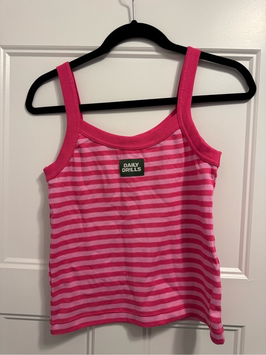 Daily Drills Tops - Daily Drills Striped Logo Everyday Tank - Hot Shot and Taffy